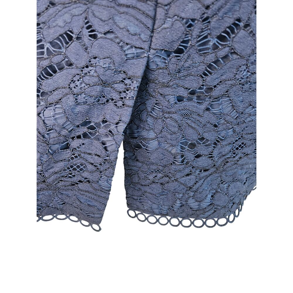 Vince Camuto Navy Blue Lace Dress Sz 4 Ruffled Sleeveless Zip Up Body Con - Picture 8 of 9